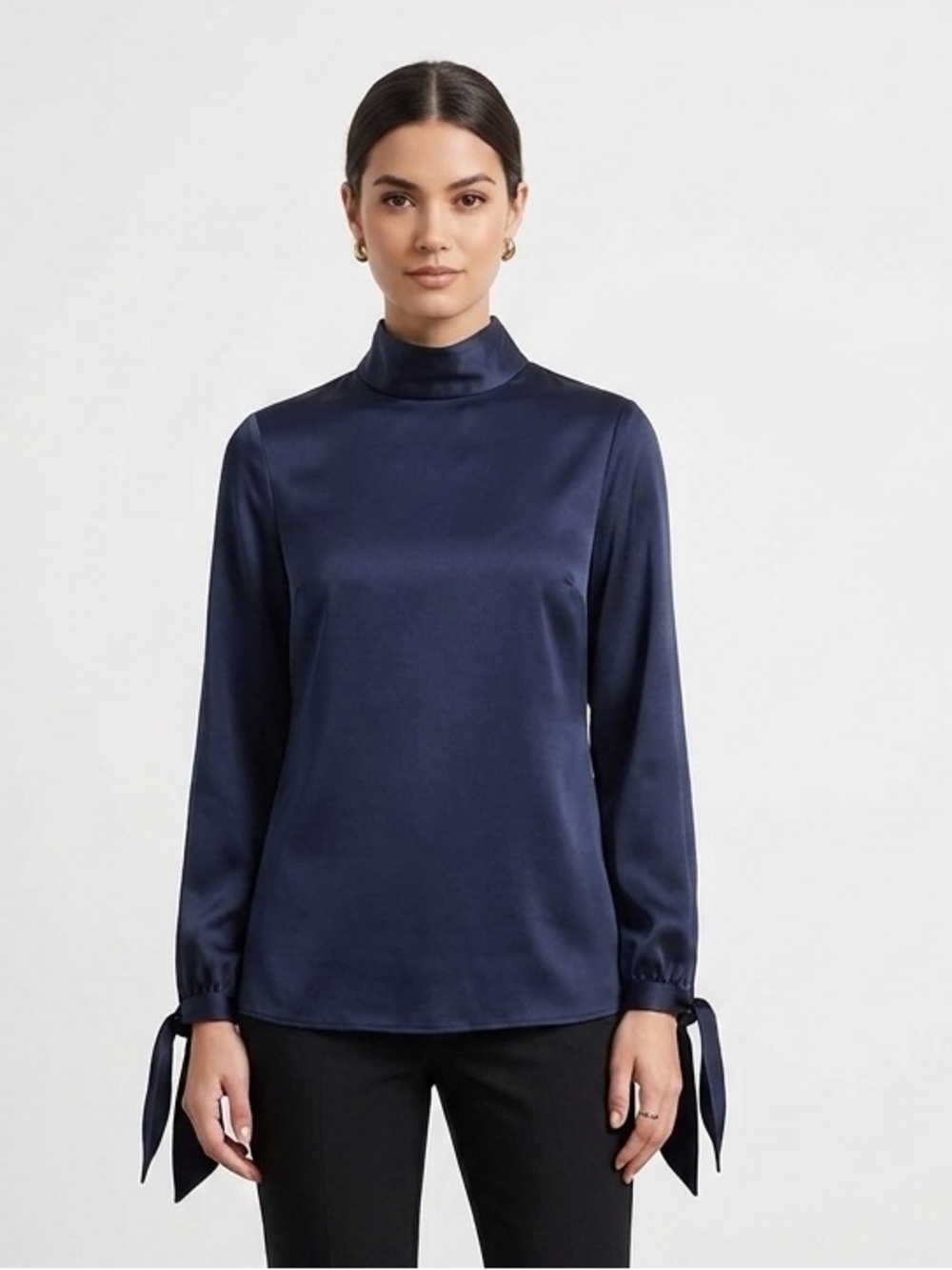 Ted Baker London Elegant Navy Blouse with Tie Details